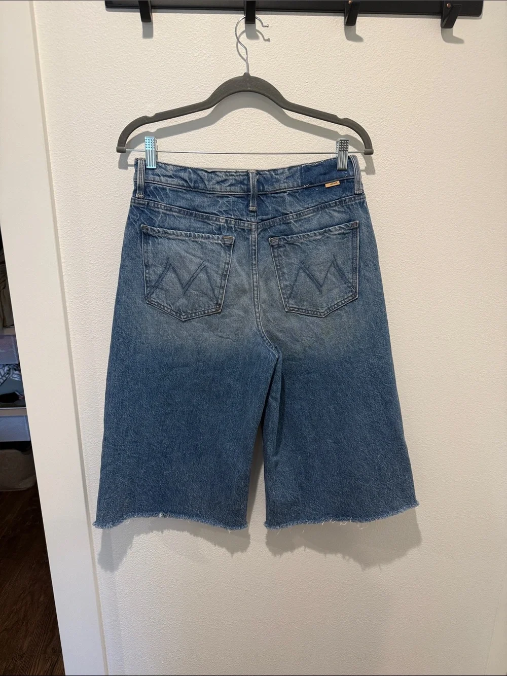 MOTHER The Whole Fray Denim Culotte Shorts